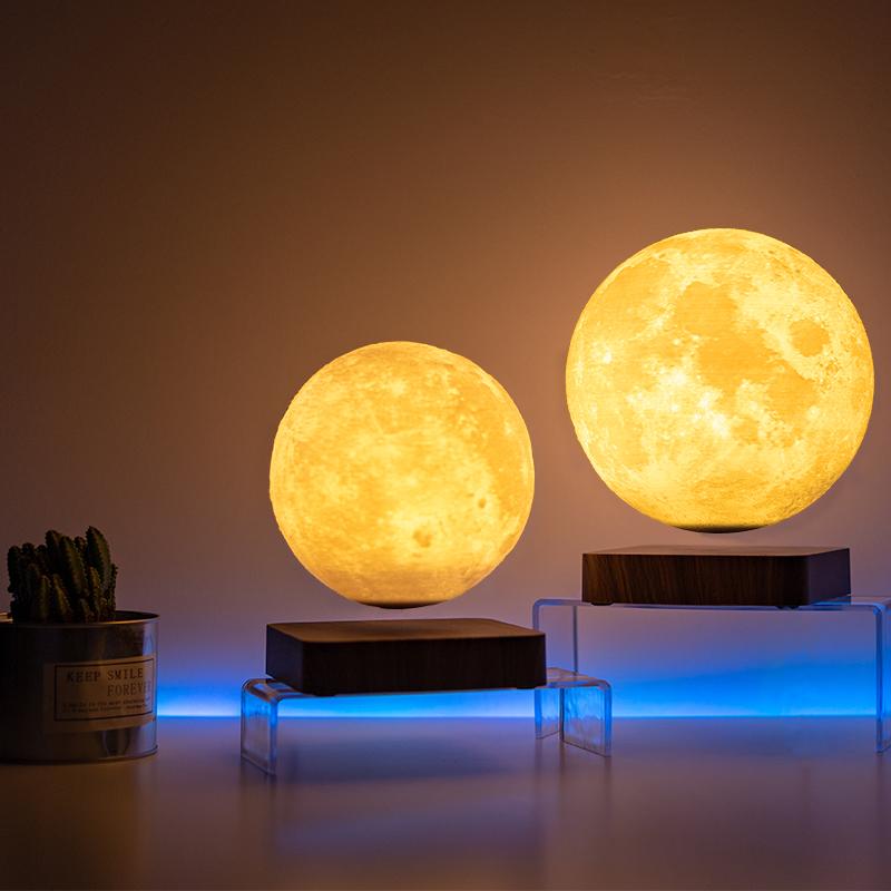 Unique Luminous Office Furniture Decoration Magnetic Levitating Floating LED Jupiter Mars Saturn Moon Reading Light Table Lamp