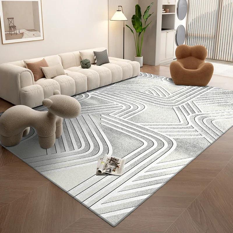 Nordic Style Textured Area Rug for Living Room Bedroom Oversized Machine Washable Non-Slip Soft Floor Mat