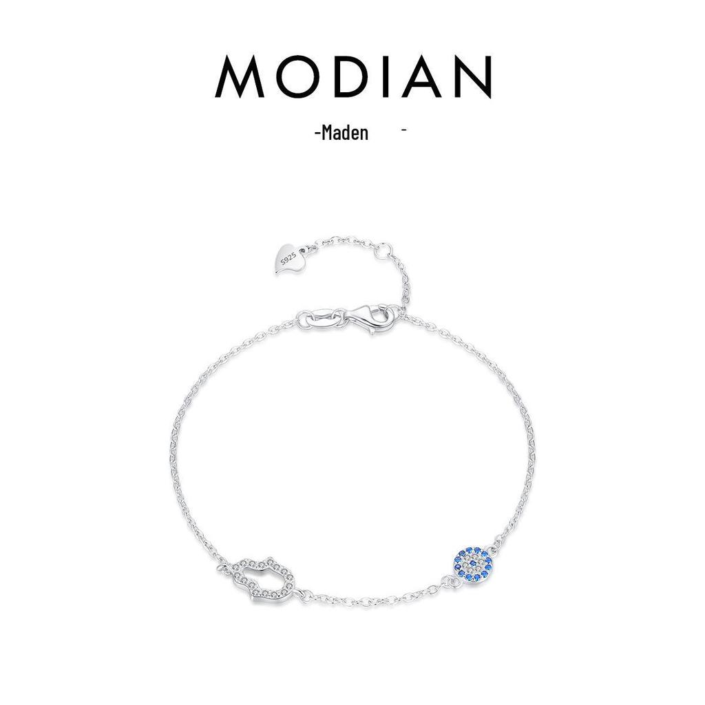 Modian S925 Sterling Silver Devil's Eye Diamond Bracelet for Women - Light Luxury European American Style.