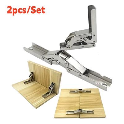 2PCS/Pair Modern 90 Degree Folding Hinge Brackets Sleek Hidden Desk Frame Support,90/180° Door/Shelf Flat Spring Folding Hinges