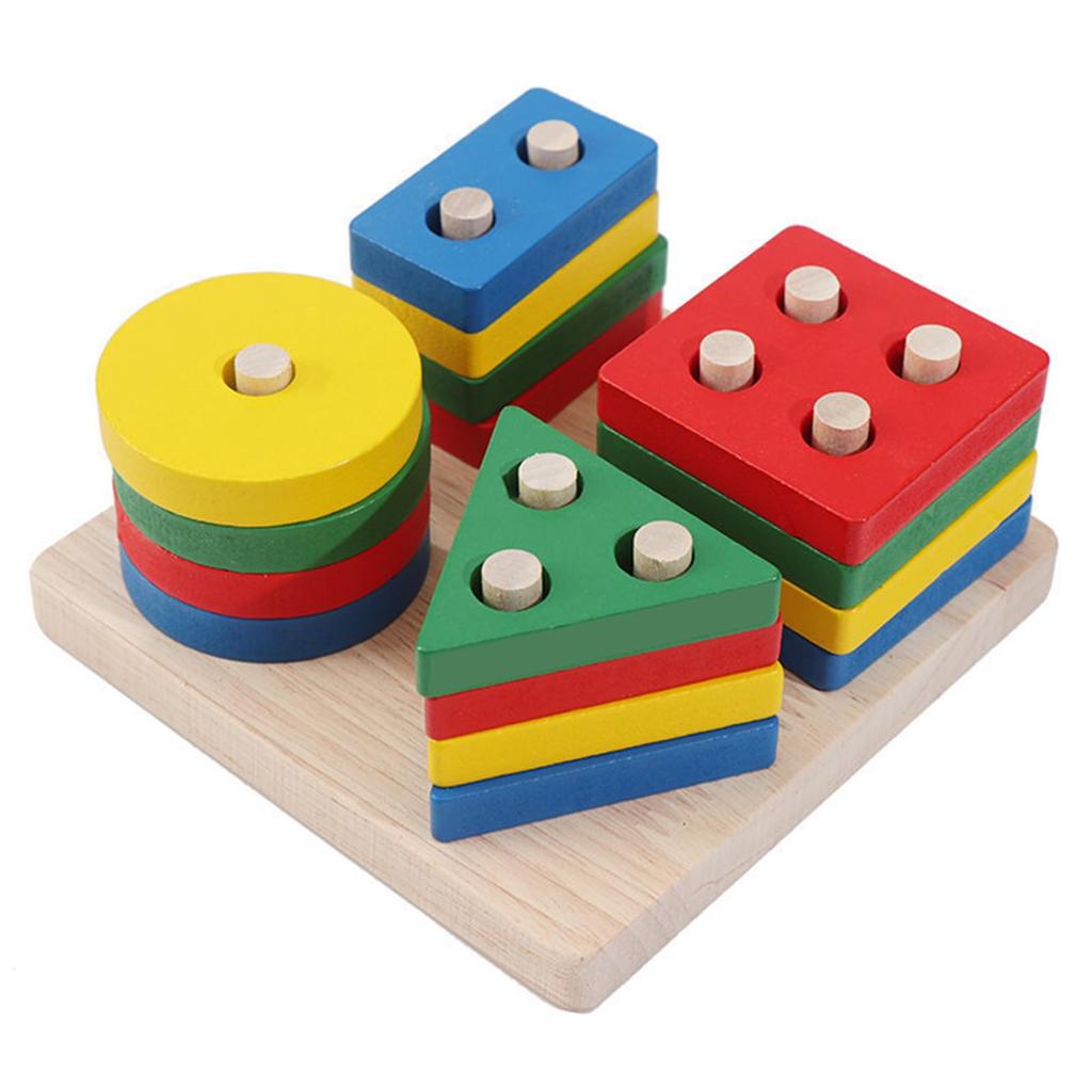 EsiFare Montessori Educational Shape Matching Educational Toys for Shape Matching Wooden Geometric Stimulate the Develop Enhance Color Shape Early