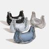Charm Magnetic Field Niche Chain Denim Armpit Bag New High-end Style Spicy Girl Style Silver Shoulder Crossbody Bag