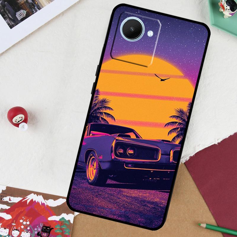 Synthwave 80er Retro Neon vaporwave Für Realme GT 7 Pro GT 6 5 6T 10 11 12 13 14 Pro Plus C61 C53 C51 C21Y C25S C75 C55 C67 Hülle