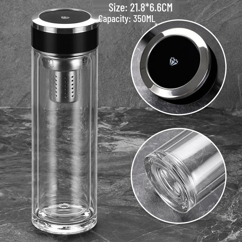 Shui Yi Bei Double Wall Glass Tea Infuser Mug