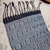 Used New, hand-woven indigo-dyed stole, silk and cotton lace weave