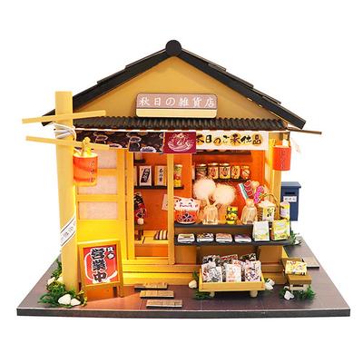 Moin Moin Dollhouse Miniature Handmade Kit Set Akihi General Store Candy Shop Showa Japanese Style Japan LED Light Tool Set Acrylic Case + 4-Piece +