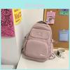 Simple Solid Color Letter Printed Student Backpack With Plush Pendant For Daily Use