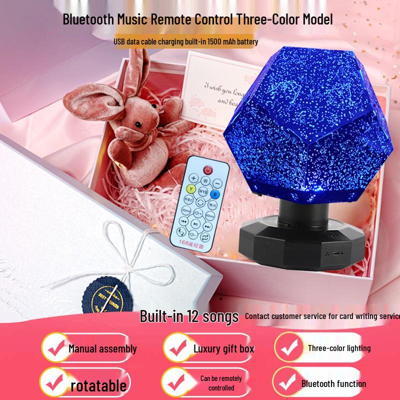Four Seasons Rotating Starry Sky Projector Lamp - Romantic Constellation Night Light