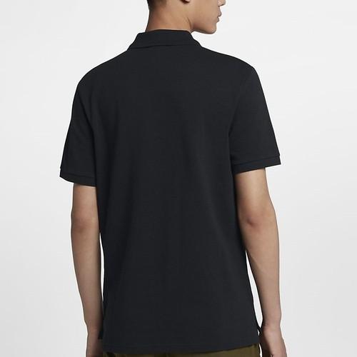 Nike Solid Color Logo Casual Sports Polo Short-Sleeve T-Shirt for Men, Black