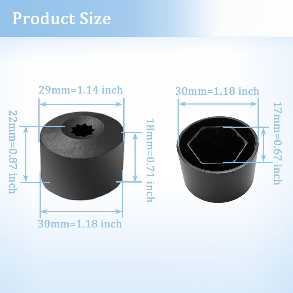 20Pcs 17Mm Wheel Lug Nut Covers Caps + Removal Tool Replacement For VW Lug Nut Cover Jetta Beetle Passat GTI CC Wheel Bolt 1K0 601 173 (Black)