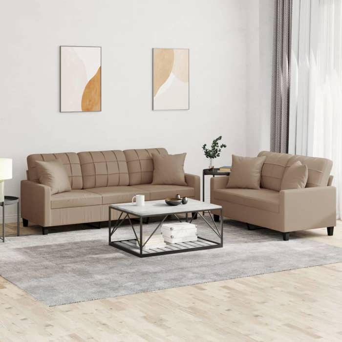 VidaXL Sofa Set with 2 Pcs Cushions, Sofas with Armrests and Backrest, Furniture Set, Living Room Furniture, 3201392