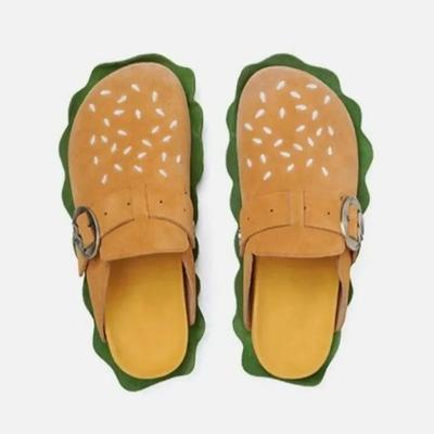 Fashion Women's Slippers with Creative Wooden Clogs and a Design of Suede In the Summer of 2024 with a Modern Heel. Women's Slippers