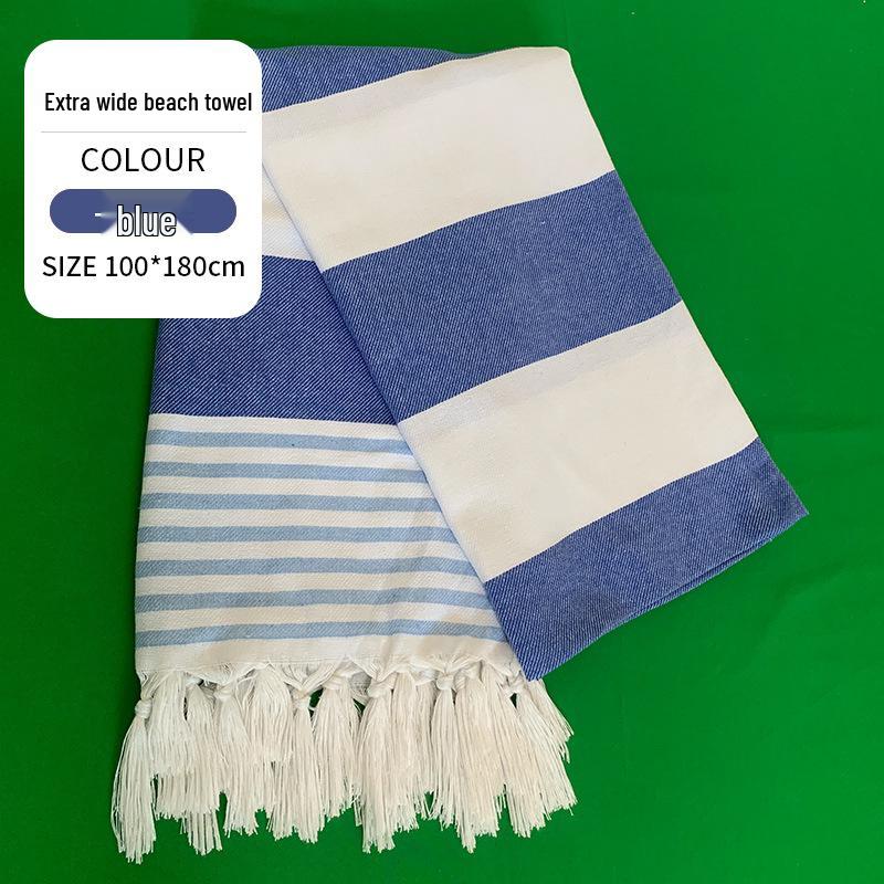 Large & Thick Tassel Turkish Beach Towel – Absorbent, Outdoor Sunscreen Bath Towel