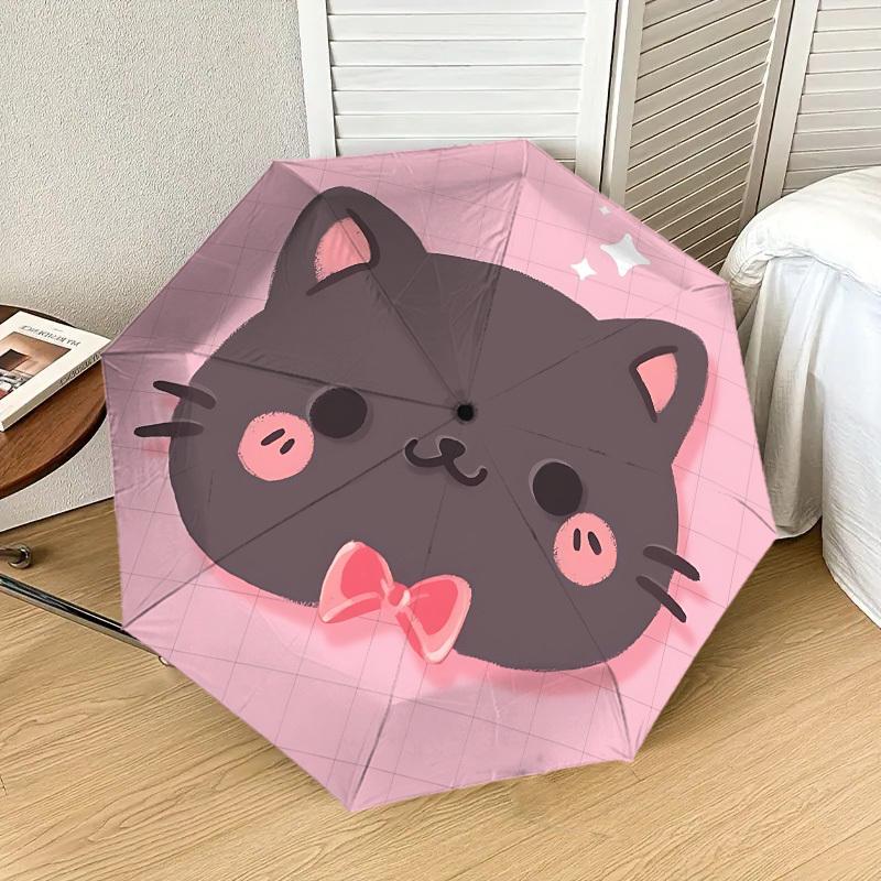 Kawaii Cat Bow Tie Umbrella: Cute Design, Automatic Opening & Closing, Outdoor Travel Essential, Lightweight & Durable 018