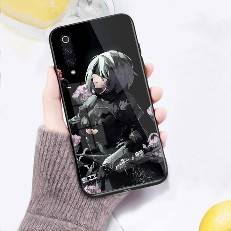 Cute Girl Nier Automata Phone Case For Xiaomi 12 11T 10 9 Redmi Note 11 10 10S Pro Redmi 9 9A 8 Black PC Glass Phone Cover