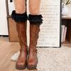 1 Pair Stretch Lace Boot Cuffs Leg Warmers Socks Toppers Cuff for Womens, Knit Solid Color Crochet Cuffs Socks