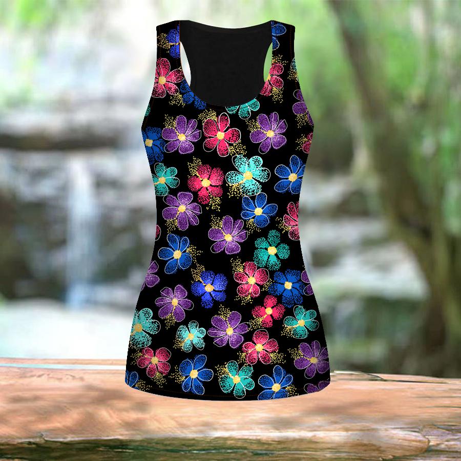 3D Colorful and Beautiful Flowers Print Women Workout Yoga Gym Printed Summer Sport Shirts Plus Size Vests