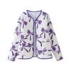 Womens Winter Cotton Blend Oversized Round Neck Printed Casual Cardigan Coat