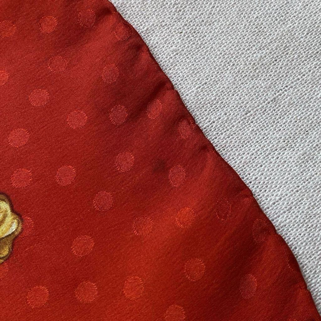 Used YVES SAINT LAURENT Yves Saint Laurent Scarf Silk Baroque Jewelry Red Gold Thin Large Vintage