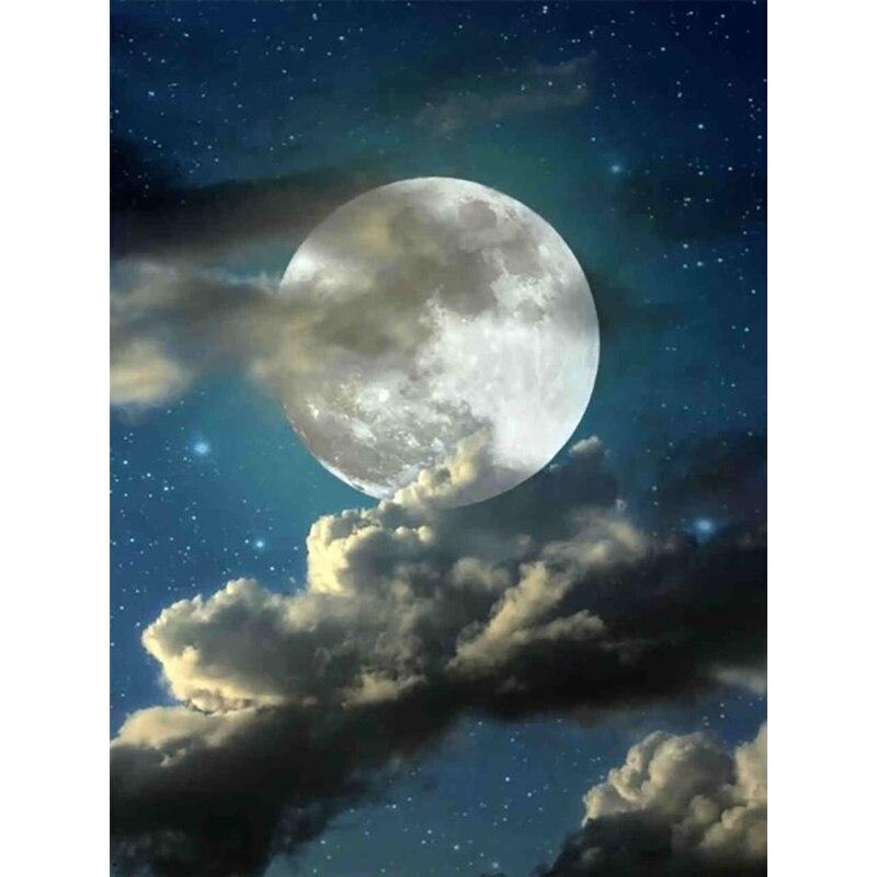 5D DIY Diamond Painting Moonlight  Diamond Embroidery Moonscape Cross Stitch Full Round Drill Home Decor Manual Art Gift