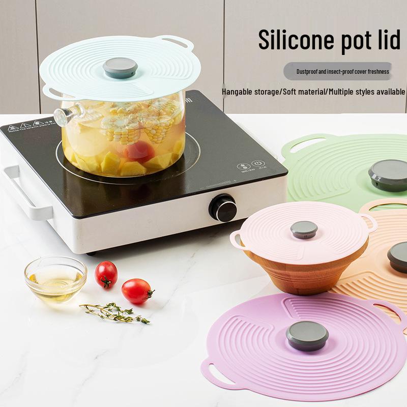 Silicone Anti-Overflow High-Temp Pot Lid & Non-Slip Cup Cover
