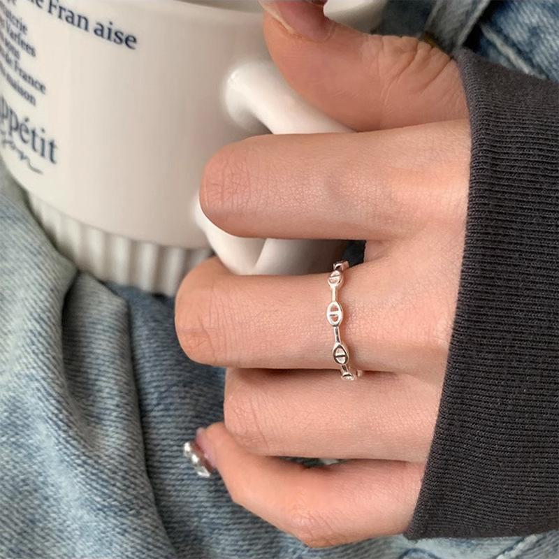 Inel Simplu Neregulat Placat cu Argint 925 pentru Femei - Design Coreean Simplu și la Modă, Nu se Decolorează