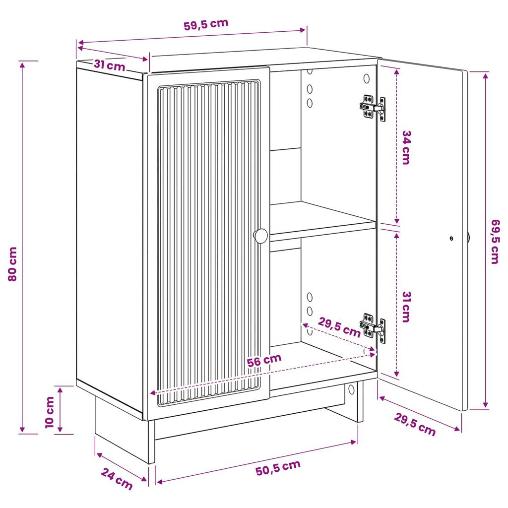 Bathroom Storage Cabinet EDE Concrete Grey 59.5 x 31 x 80 cm