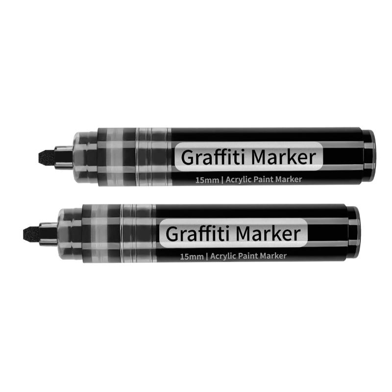 2-Pack Graffiti Marker Smooth-Flowing 15mm Marker Writing and Drawing Tools Tagging Marker Pen