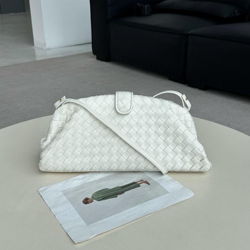 Womens Genuine Leather Cloud Shell Bag Large Capacity Woven Shoulder Clutch Evening