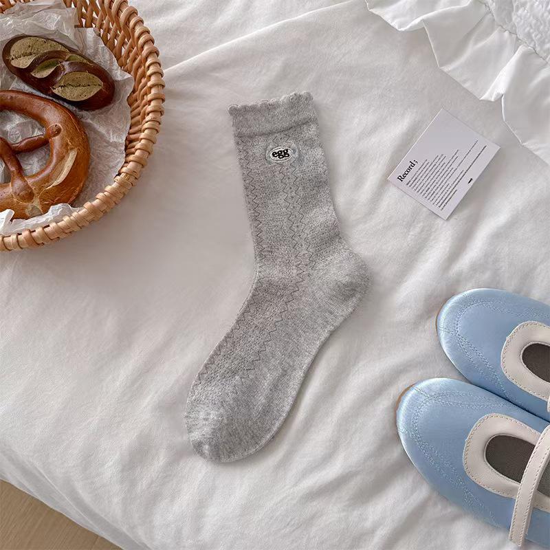 Spring & Summer Korean Style Embroidered Ruffle Mesh Socks One Size