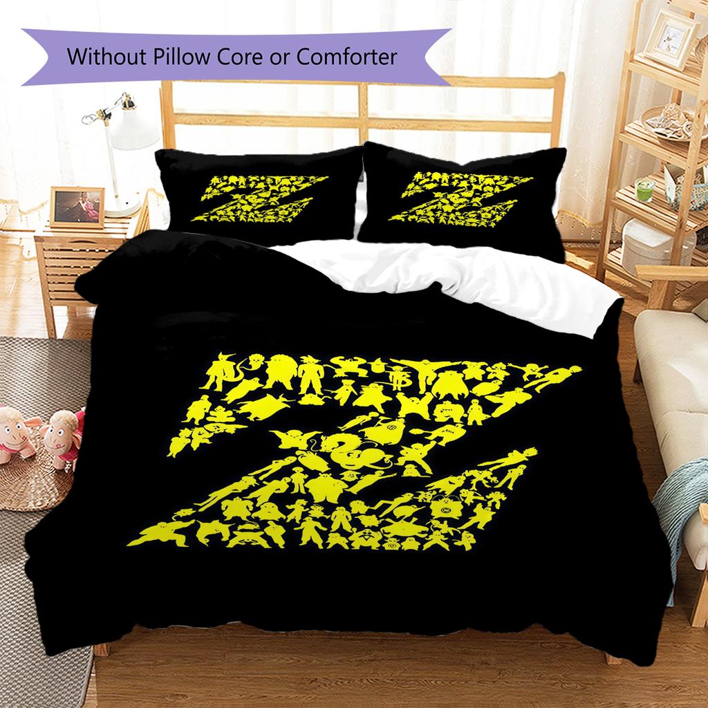 DRAGON BALL Logo Pattern Bedding,Quilt Set Quilt Cover Pillowcase Home Birthday Gift (1 * Duvet Cover + 2 * Pillowcase, Without Core)