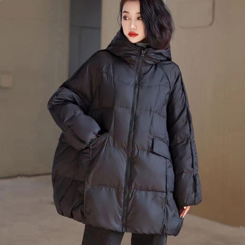 Women 90% White Duck Down Jacket Hooded Autumn Winter Warm Oversize Puffer Coat Casual Loose Thick Parkas Female Outwear