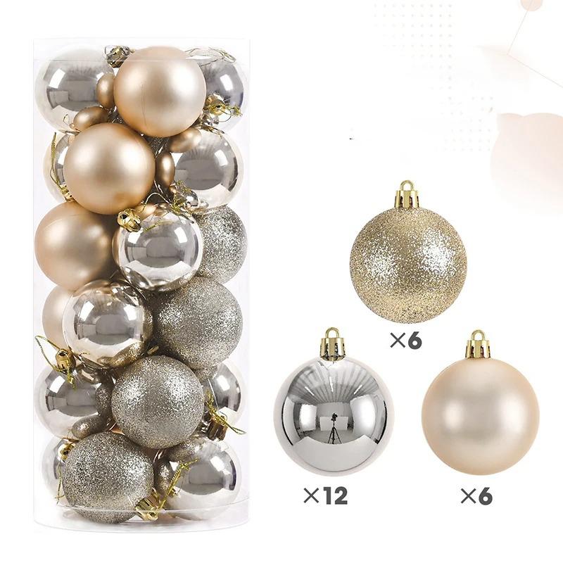 24Pcs 6cm Christmas Ball Decoration for Christmas Tree Hanging Pendant Ornaments Home Room Decor New Year Navidad DIY Gift Box