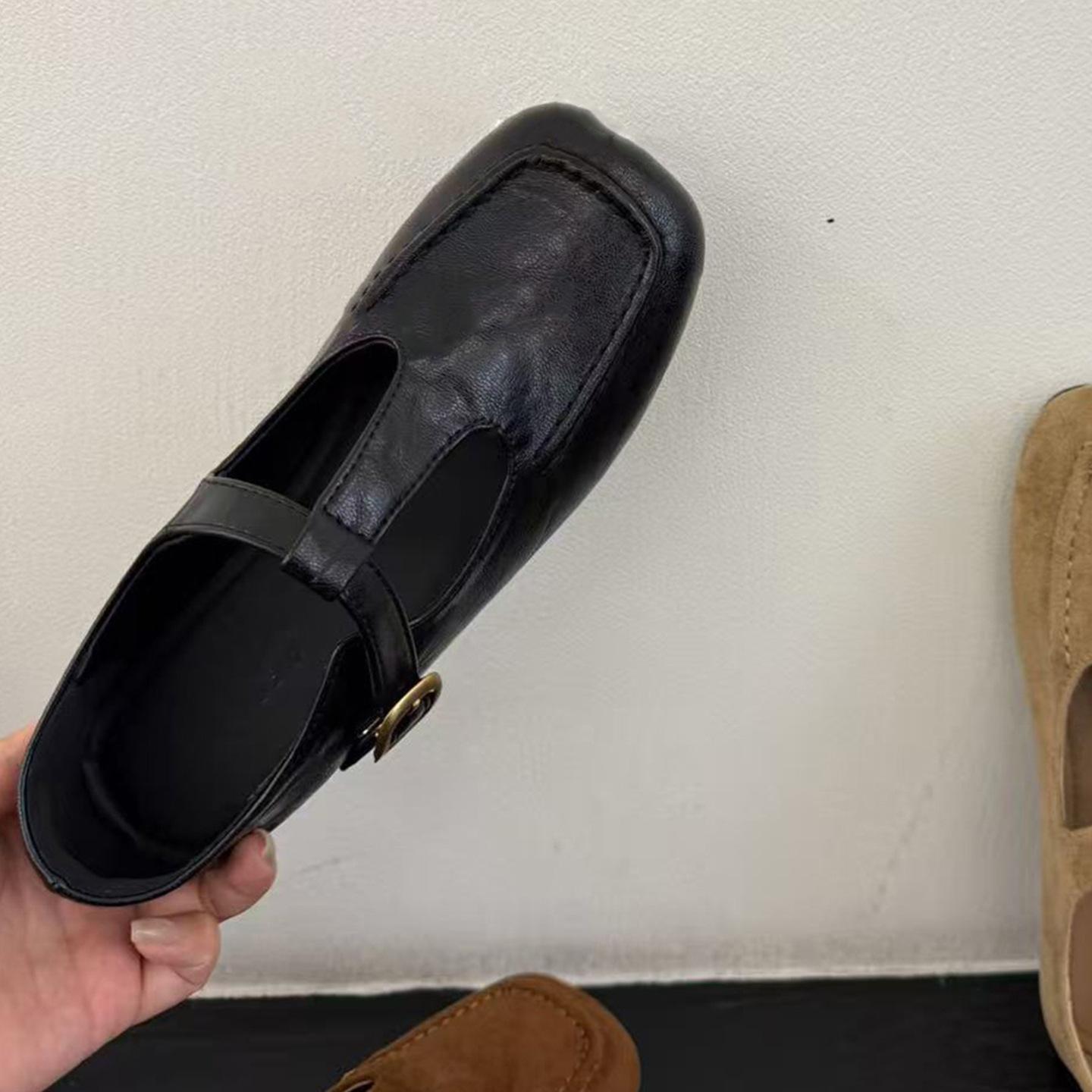 

Korean version of autumn shallow mouth Mary Jane shoes 2025 new square head mango head single shoes casual soft-soled shoes grandma shoes 40 чорний