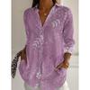 Women's Shirts leaf Graphics Blouse  Lapel Neck Blouse Women's Long Sleeve Shirts Womens Clothes Female Clothing