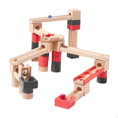 Wooden Marble Run Tracks Construction Play Set Educational Toys Learning Activities Wood Building