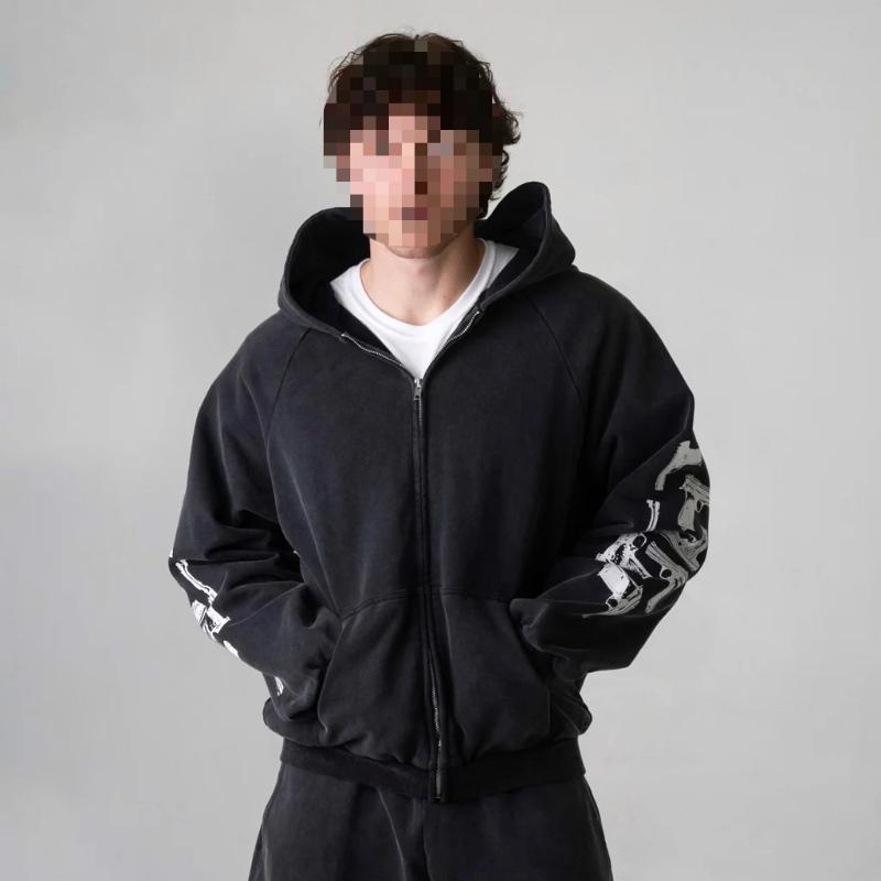 European and American Y2K Street Trendy Printed Long Sleeve Hoodie Retro Coat