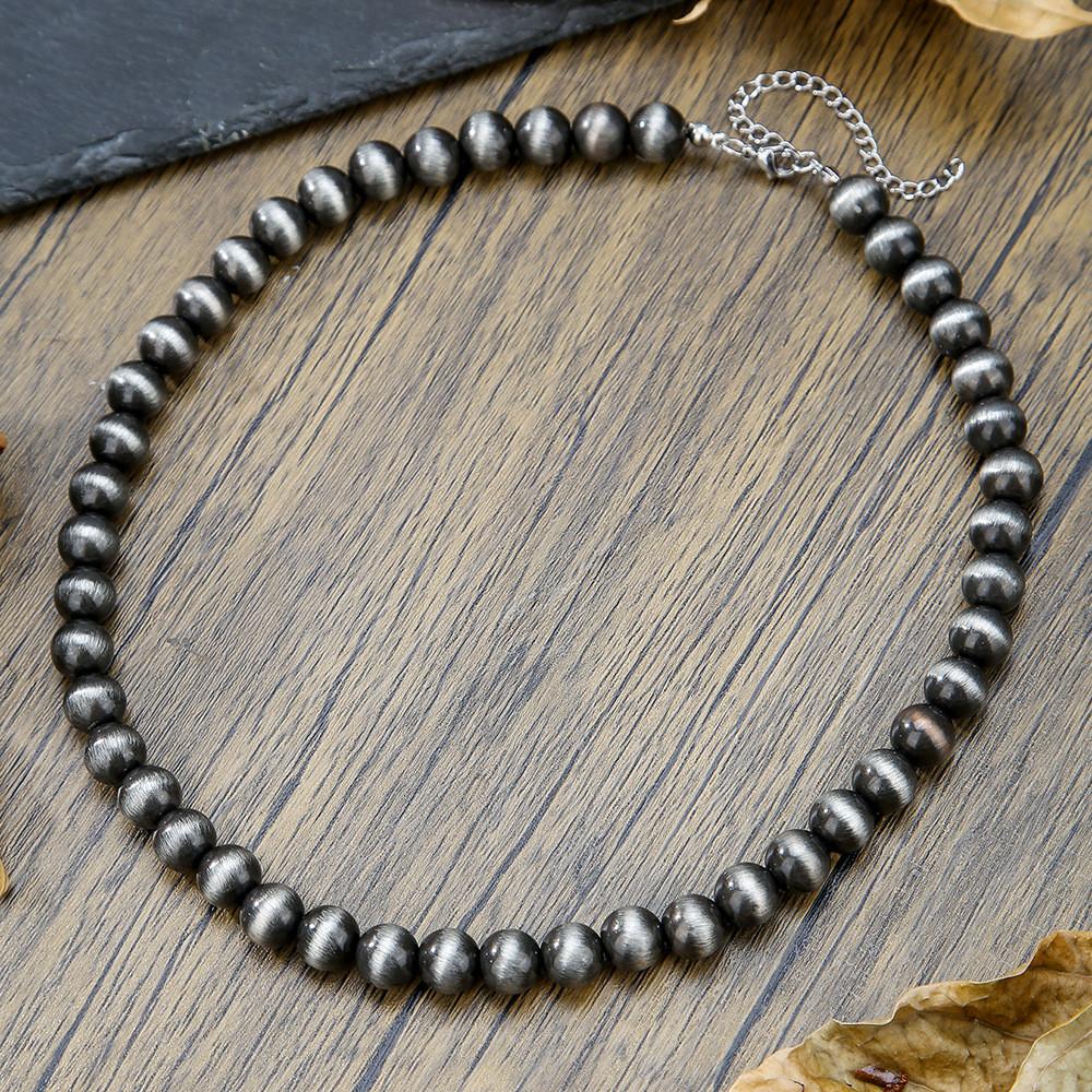 Inspired Turquoise Beaded Chain Jewelry Geometric Style Handmade For All Genders Black