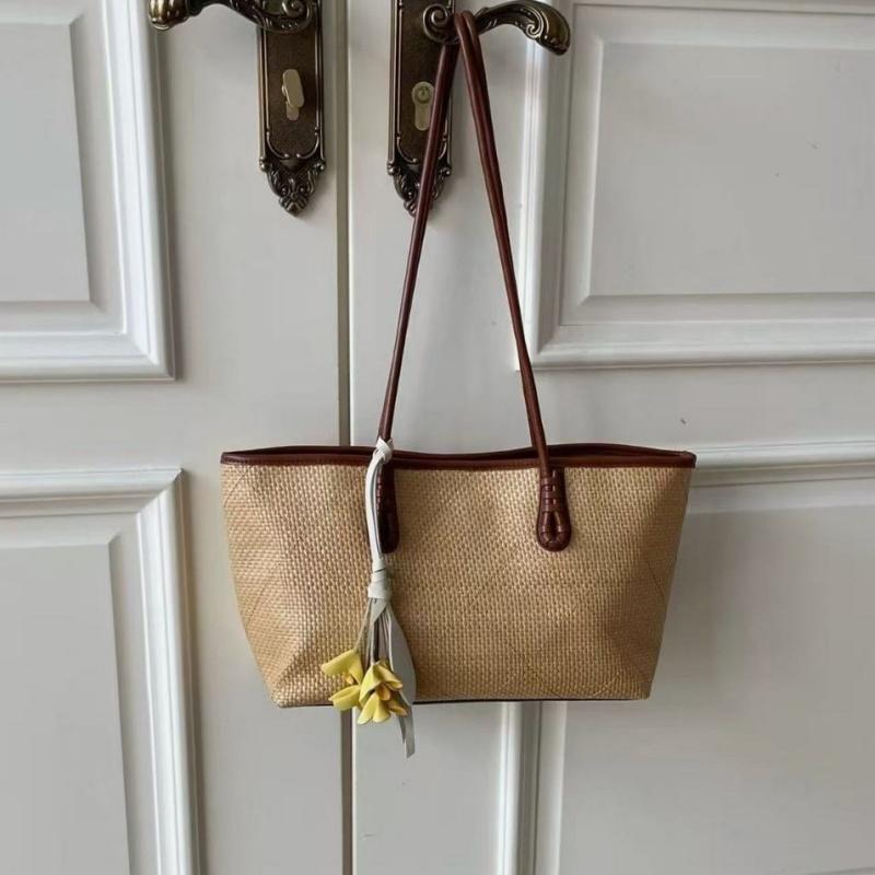 

High-quality Braided Bag Large Capacity Handmade Hook Lafite Grass Tote Bag Summer Beach Vacation Travel Handbag Armpit Bag