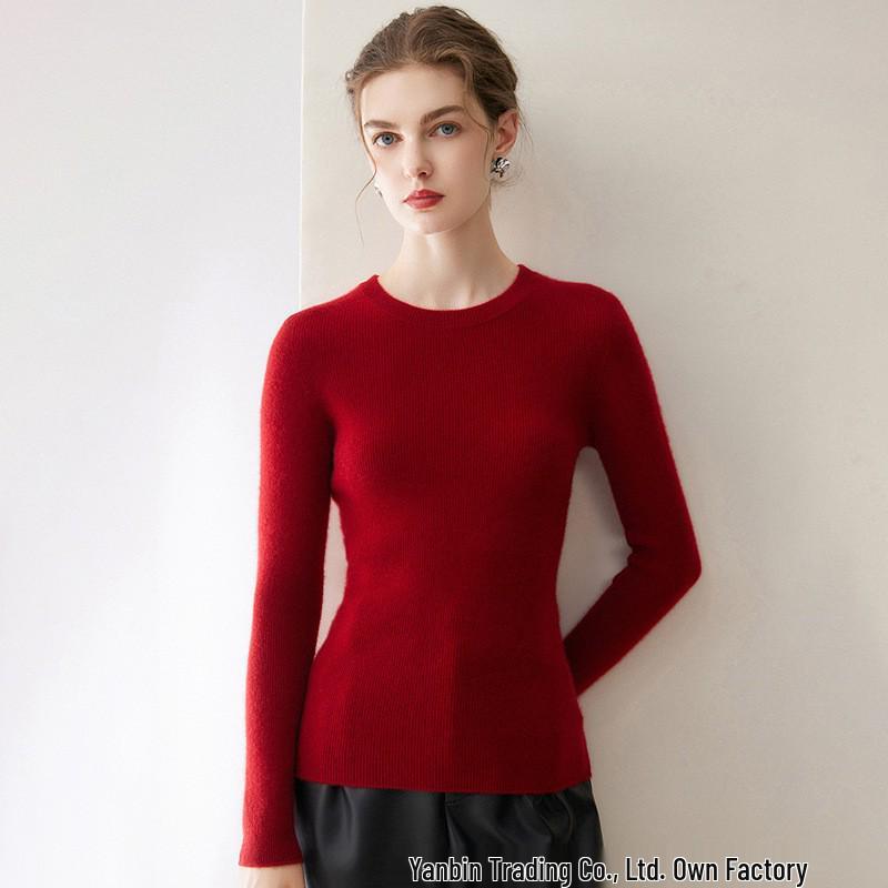 Pure Cashmere Women's Round Neck Slim Fit Sweater - Autumn/Winter Stylish Base Layer/Casual Wear