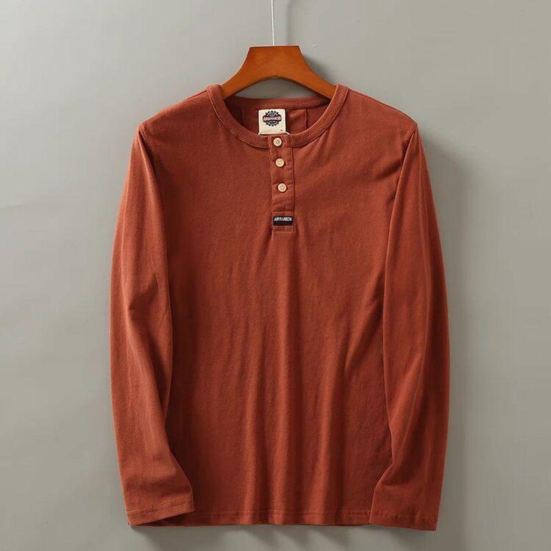 British-Style Retro Long-Sleeve Factory-Style T-shirt Turn Red 3XL