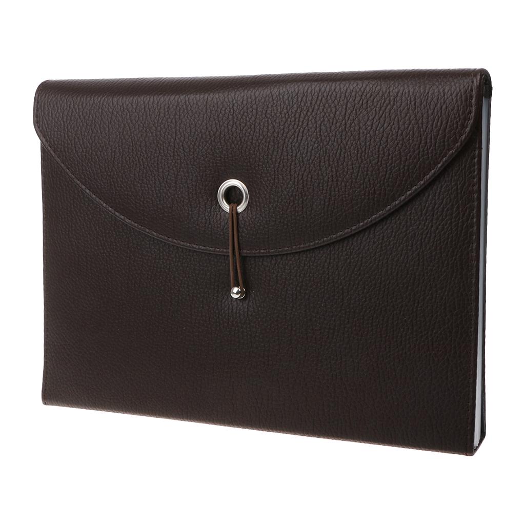 Fashion A4 Business Bag Men Lady Leather Pouch Paper File Folders Package Messenger Bags 13 Layers