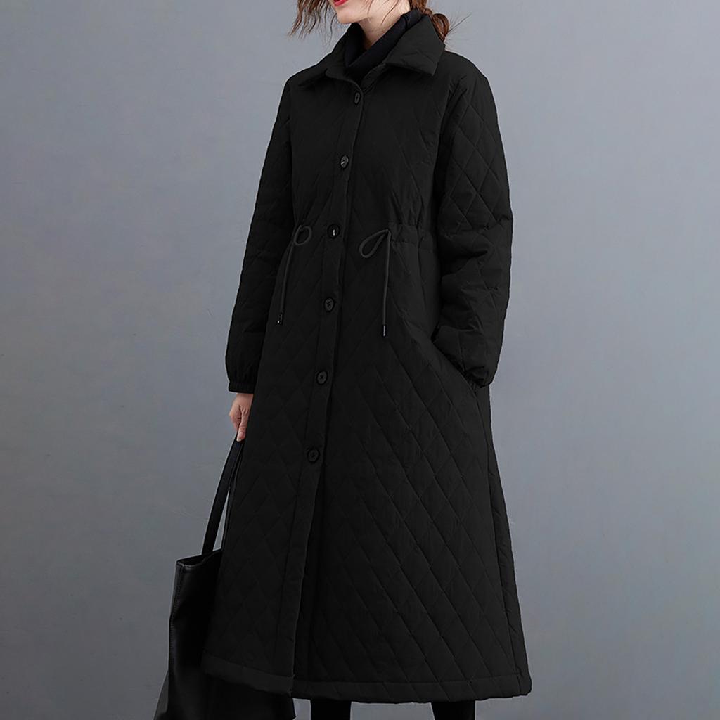 Damen Und Winter Baumwolljacke Cardigan Lang Einfarbig Jacke