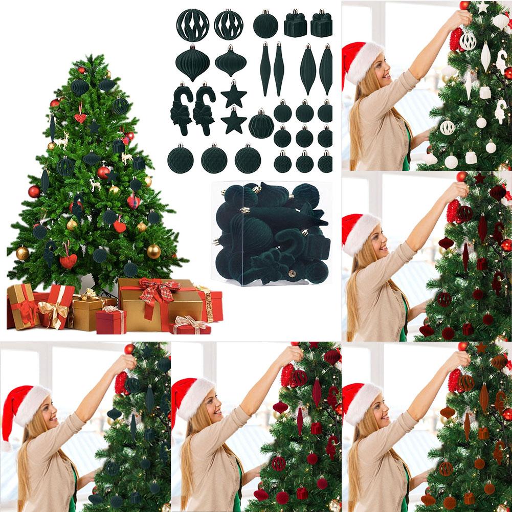 Velvet Christmas Ornaments Set 28 Pcs - Festive Holiday Decor With Assorted Styles For Tree, Table Centerpiece And Home Display