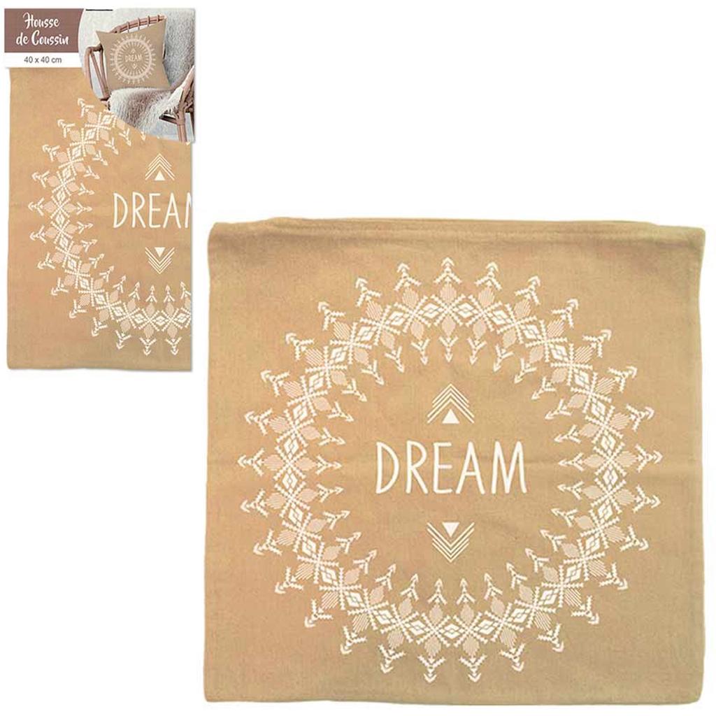 Les Trésors De Lily [Q4332] - Cotton Cushion Cover 'Boho' Taupe (dream) - 40x40 Cm