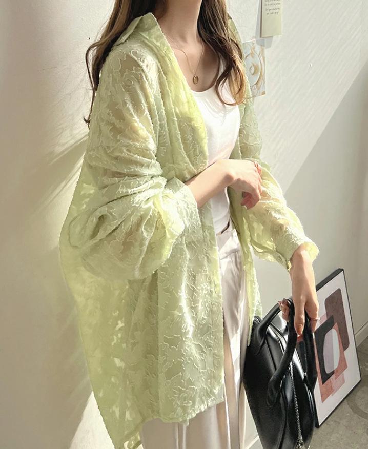 Japanese Korean Lace Chiffon Beach Top - Loose Airy Shirt