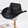 Western Style Cowboy Hat for Men Women Vintage Roll Brim Gentleman Jazz Hats Outdoor Travel Cowgirl Hats