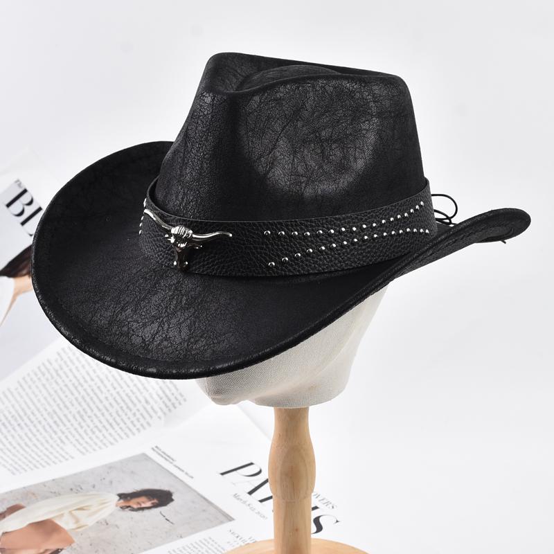 Western Stil Cowboyhut für Männer Frauen Vintage Aufgerollte Krempe Gentleman Jazzhüte Outdoor Reisen Cowgirl Hüte