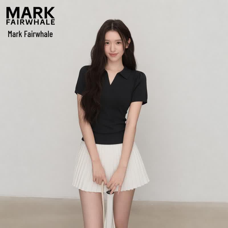 MARK FAIRWHALE Women s Slim-Fit Polo Neck T-shirt S