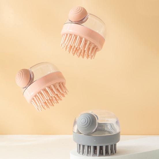 Shampoo Massage Brush with Soft Silicone Teeth Built-in Liquid Dispenser Detachable Design Pet Bathing Brush